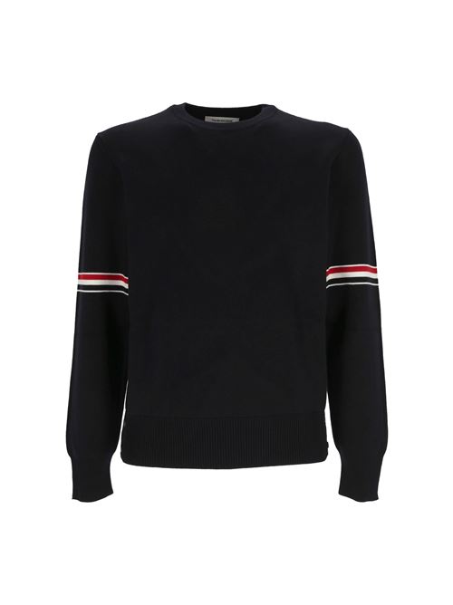 Navy cotton Milano stitch crew neck jumper THOM BROWNE | MKA326AY3001415